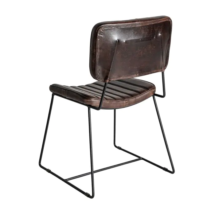 Silla Piel Marrón Hierro, 50 Cm