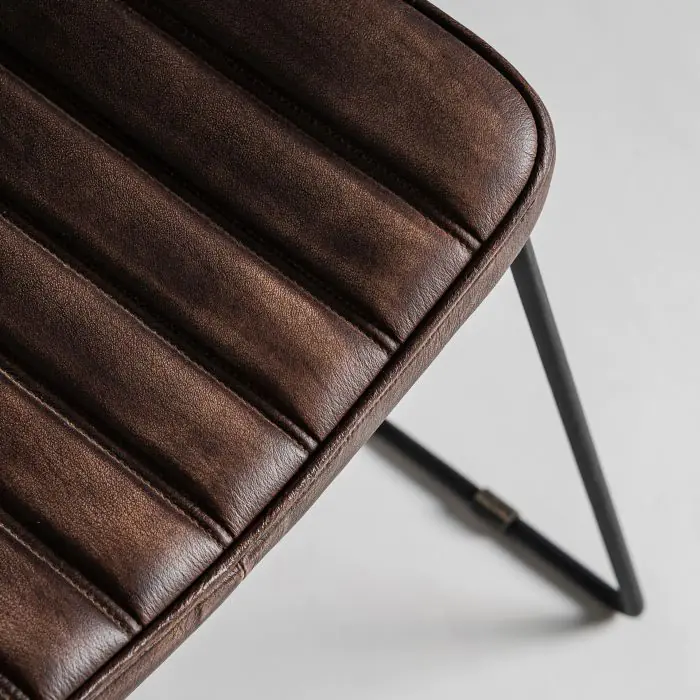 Silla Piel Marrón Hierro, 50 Cm
