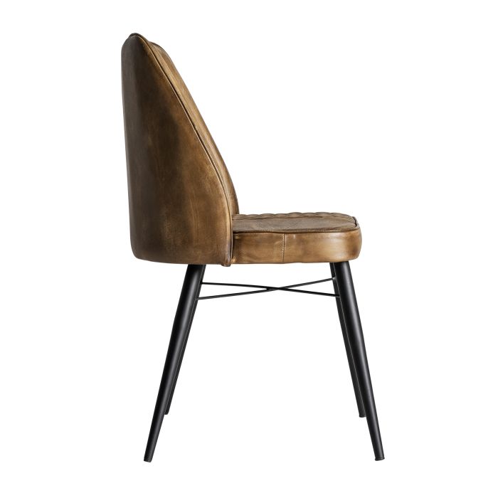 Silla Piel Color Camel Hierro, 48 Cm