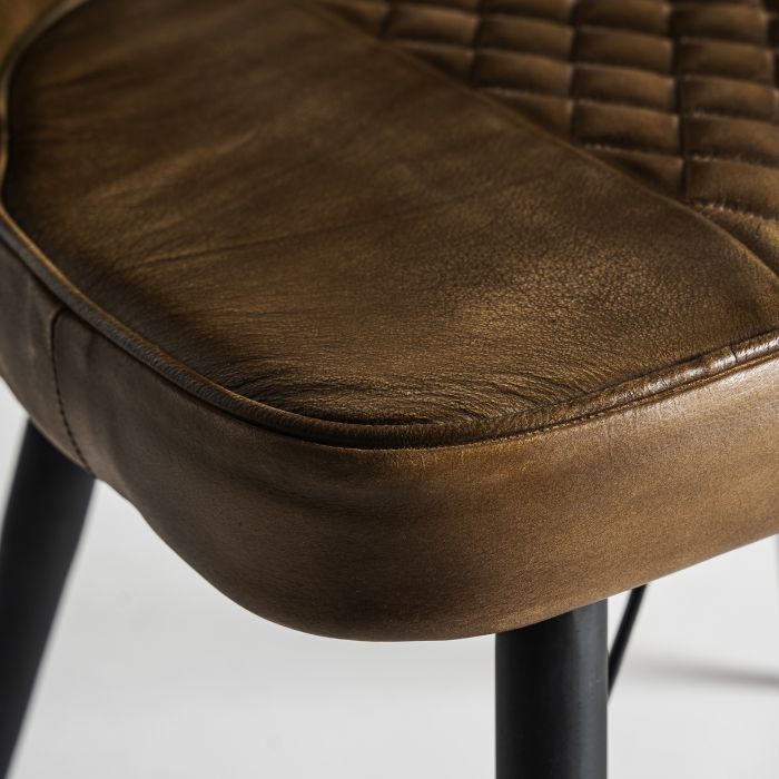 Silla Piel Color Camel Hierro, 48 Cm