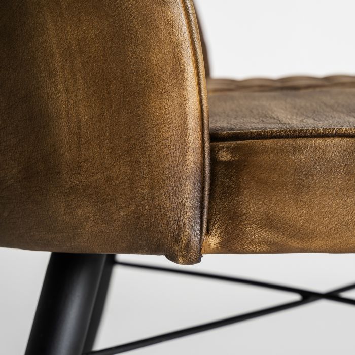 Silla Piel Color Camel Hierro, 48 Cm