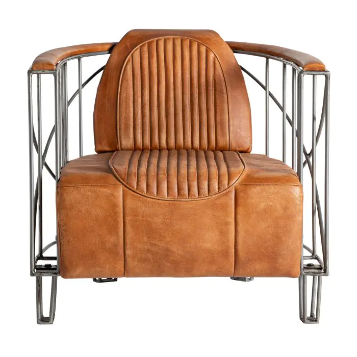 Sillón Marrón Piel Hierro, 71 Cm