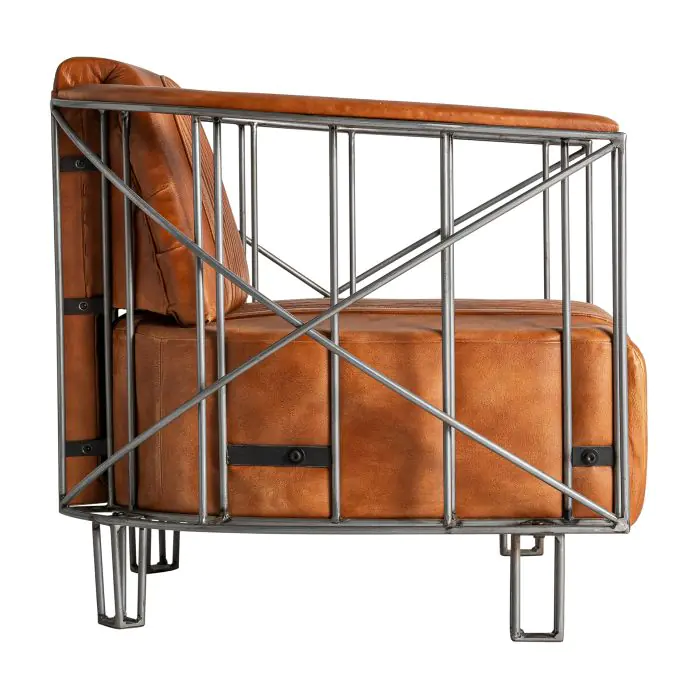 Sillón Marrón Piel Hierro, 71 Cm