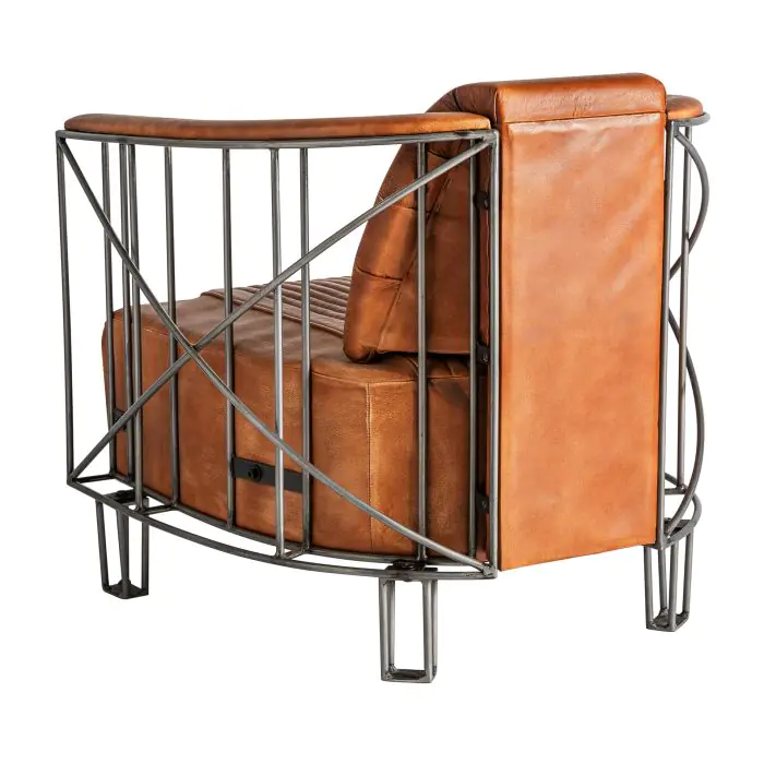 Sillón Marrón Piel Hierro, 71 Cm