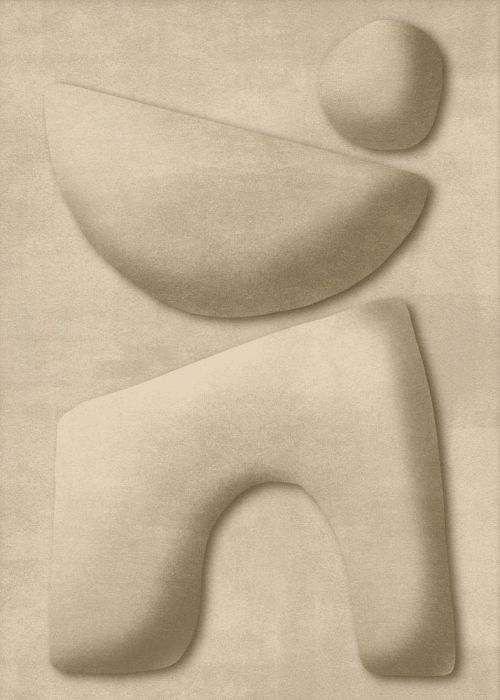 Cuadro contemporáneo con marco de madera de pino y lona efecto 3D en tono beige.