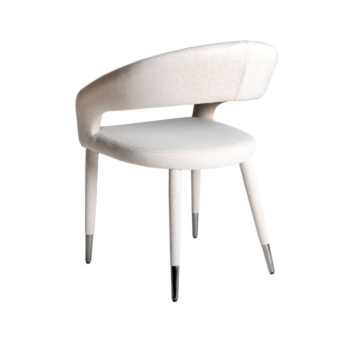Silla Tejido Blanco Roto Acero, 59 Cm
