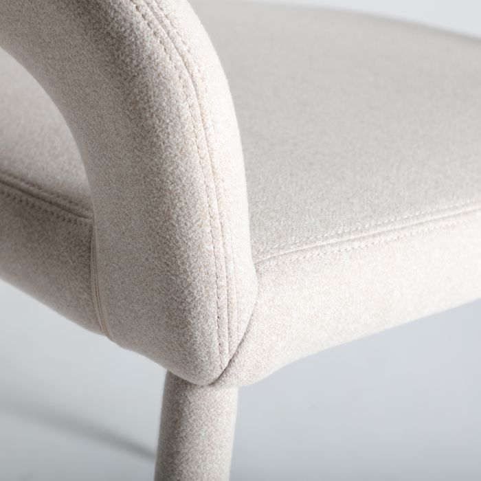 Silla Tejido Blanco Roto Acero, 59 Cm