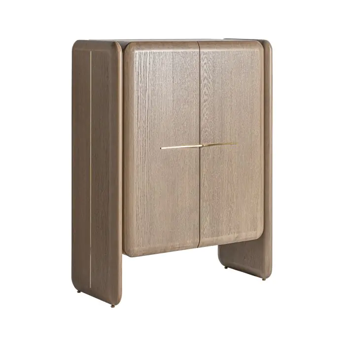 Armario Roble Beige Latón Oro 2 Puertas, 142 Cm