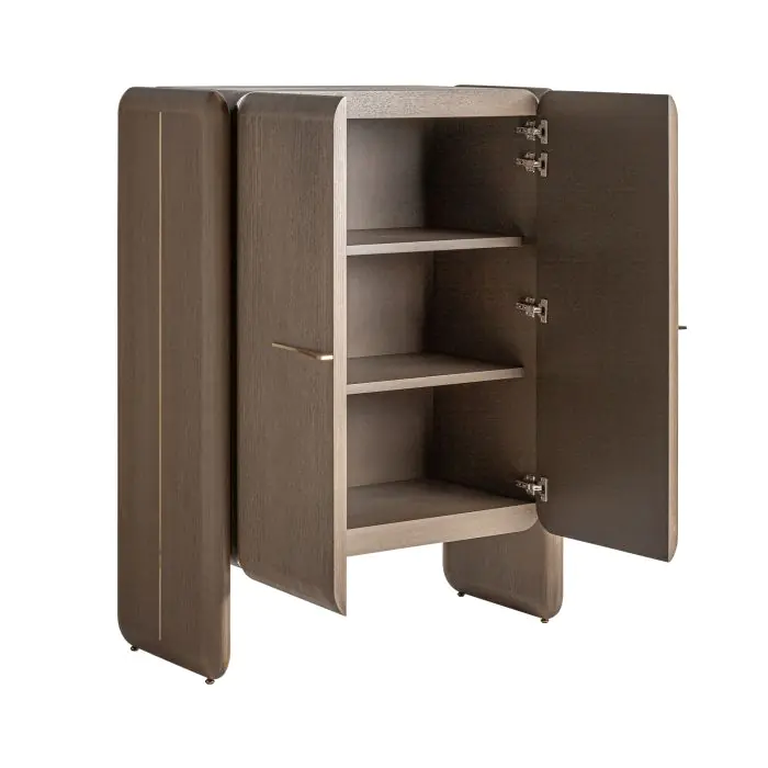 Armario Roble Beige Latón Oro 2 Puertas, 142 Cm