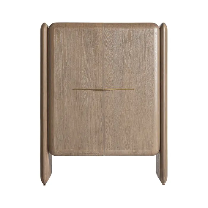 Armario Roble Beige Latón Oro 2 Puertas, 142 Cm