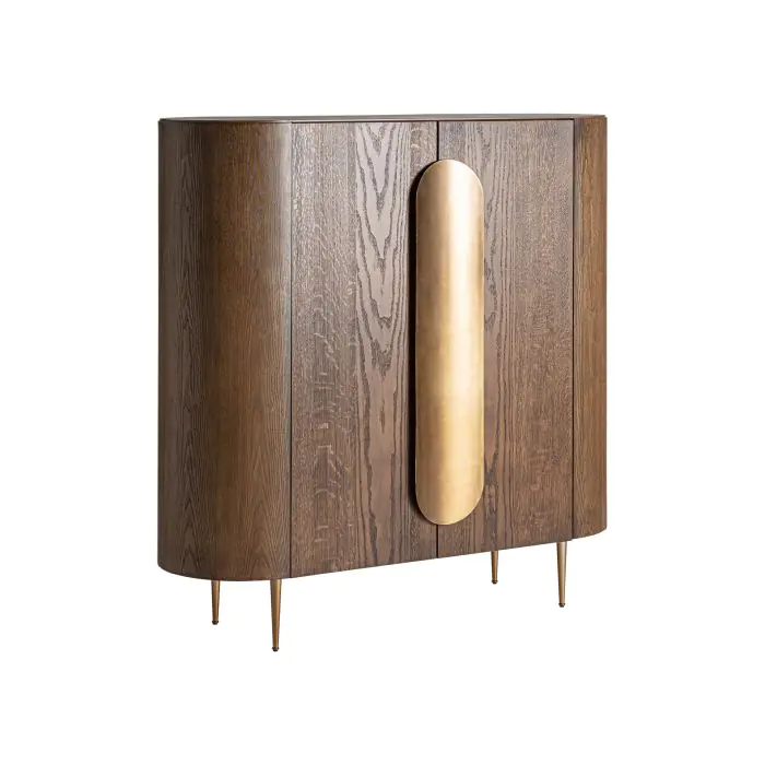 Armario Madera Marrón Tirador Grande Metal Oro, 141 Cm