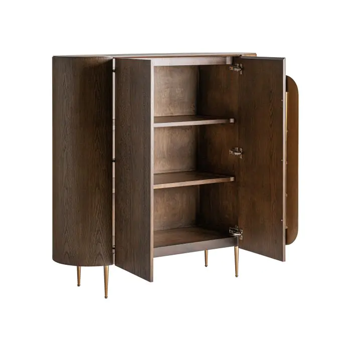 Armario Madera Marrón Tirador Grande Metal Oro, 141 Cm