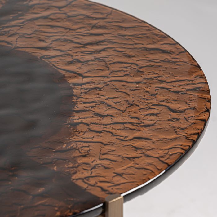 Mesa Auxiliar Madera recuperada Natural Tapa cristal , 60 Cm