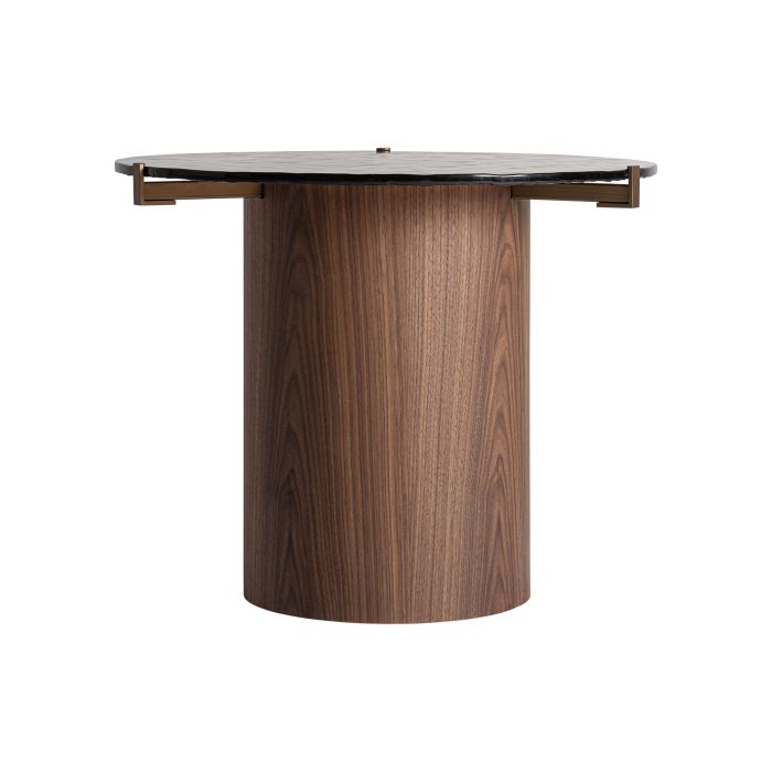 Mesa Auxiliar Madera recuperada Natural Tapa cristal , 60 Cm