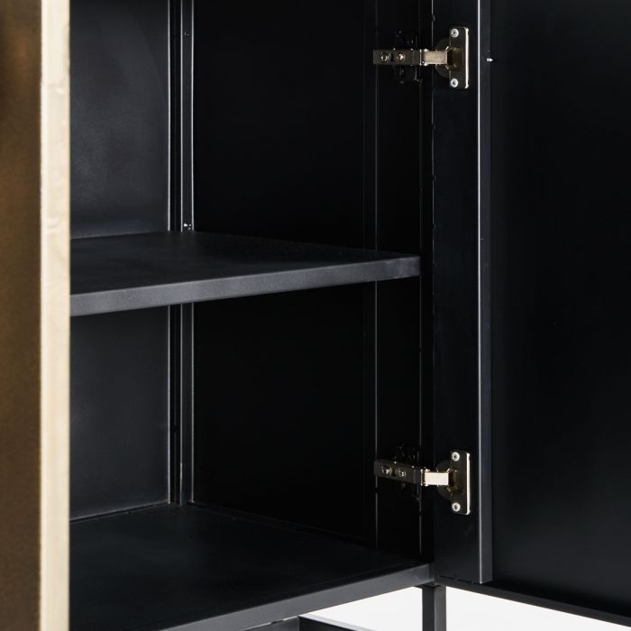 Buffet Herro Oro Viejo Metal Negro 4 Puertas, 180 Cm