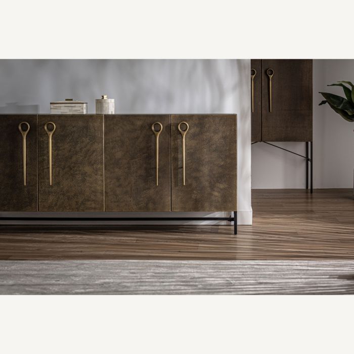 Buffet Herro Oro Viejo Metal Negro 4 Puertas, 180 Cm