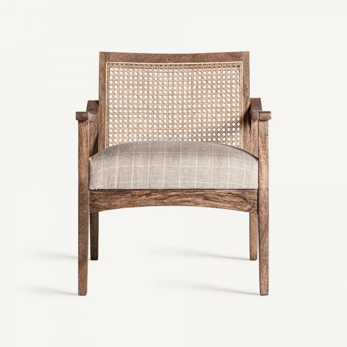 Sillón Mango Ratán Natural Tejido Gris 72X64X74 Salón
