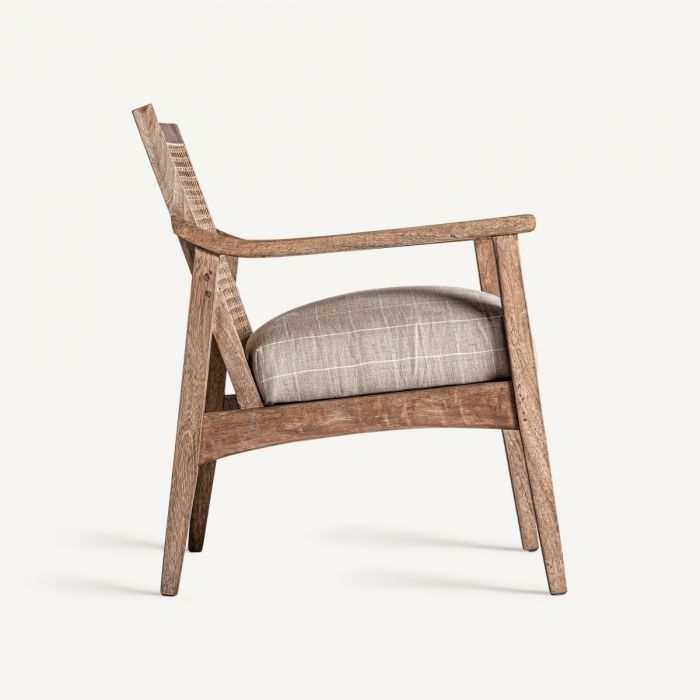 Sillón Mango Ratán Natural Tejido Gris 72X64X74 Salón