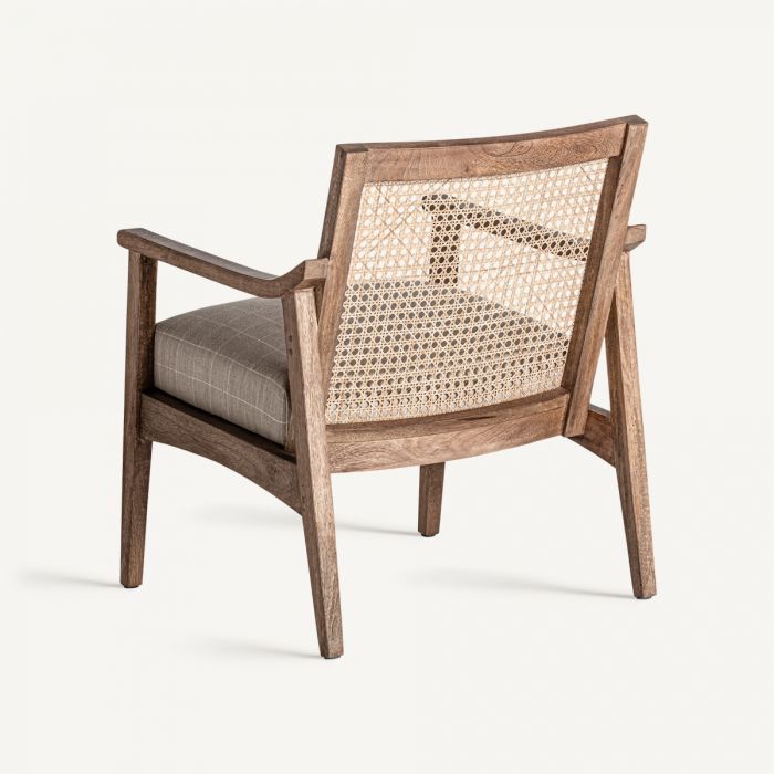 Sillón Mango Ratán Natural Tejido Gris 72X64X74 Salón