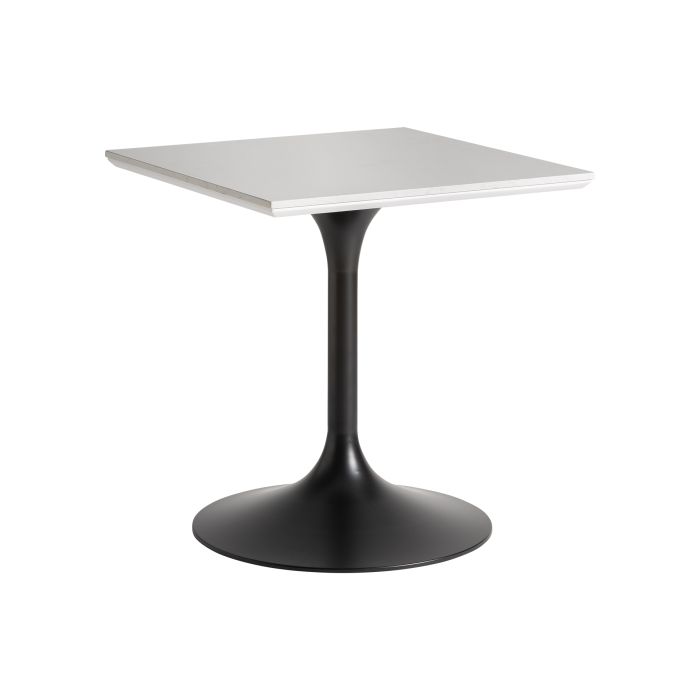 Mesa Bar Porcelánico Blanco Acero Negro Cuadrada, 75 Cm