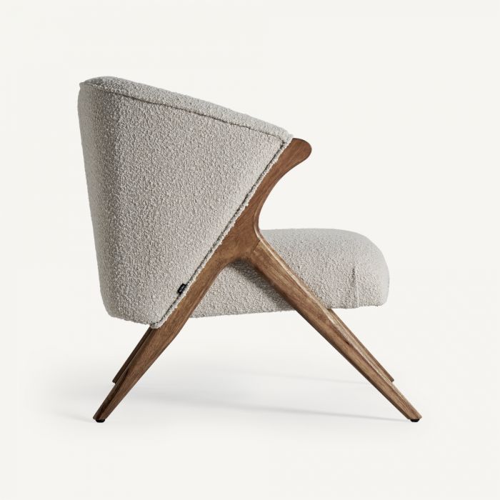 Sillón Madera Pino Marrón Algodón 73x83x80 Blanco Roto