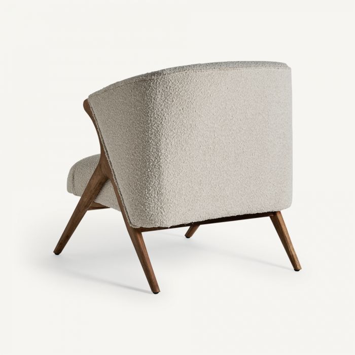 Sillón Madera Pino Marrón Algodón 73x83x80 Blanco Roto