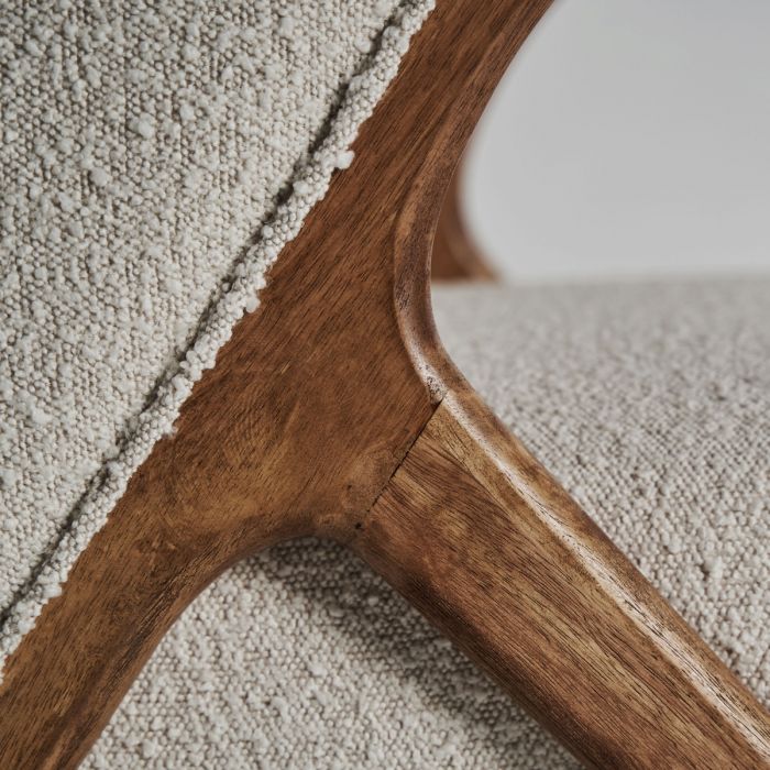 Sillón Madera Pino Marrón Algodón 73x83x80 Blanco Roto