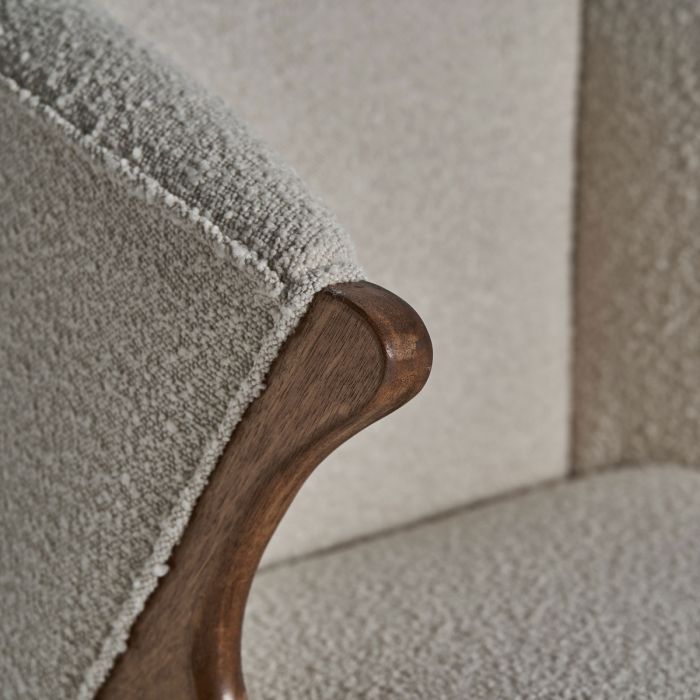 Sillón Madera Pino Marrón Algodón 73x83x80 Blanco Roto
