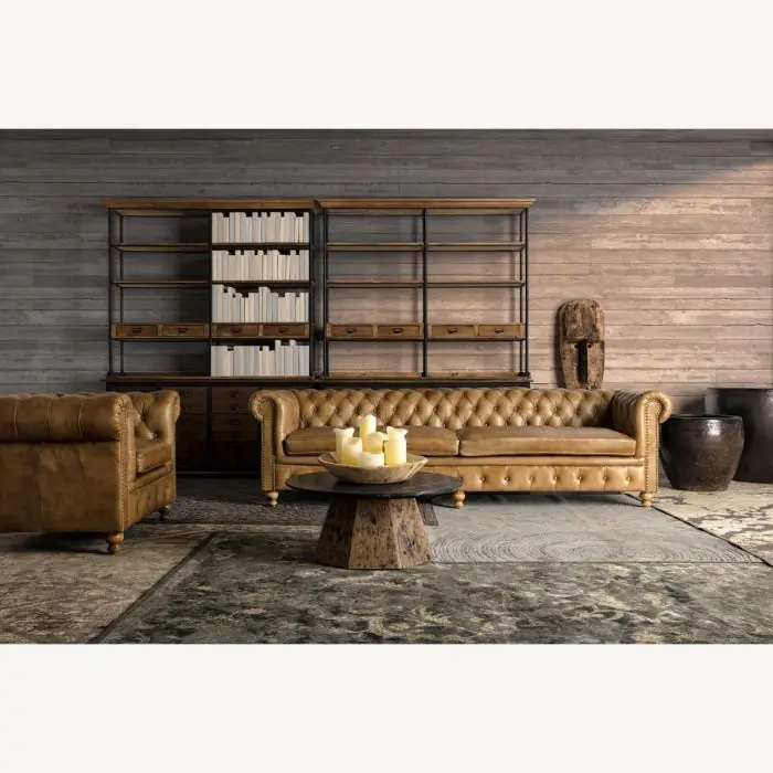 Escultura Madera Tropical Máscara Beige 30X40X150 Envejecido
