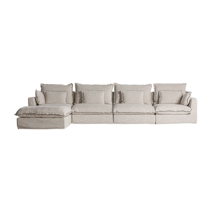 Sofá Modular Bief Madera Tejido Blanco Roto, 96 Cm