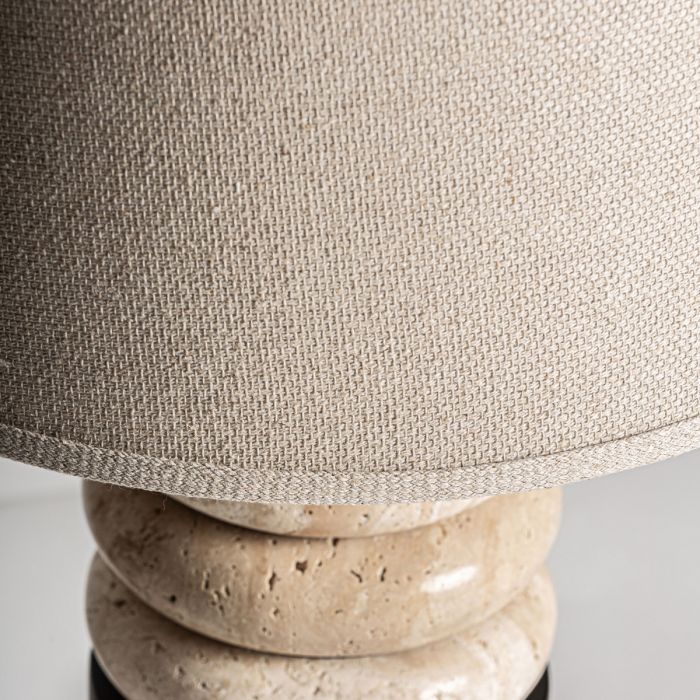 Lámpara de Sobremesa Negro Beige Aros 39x39x76 Mármol Hierro