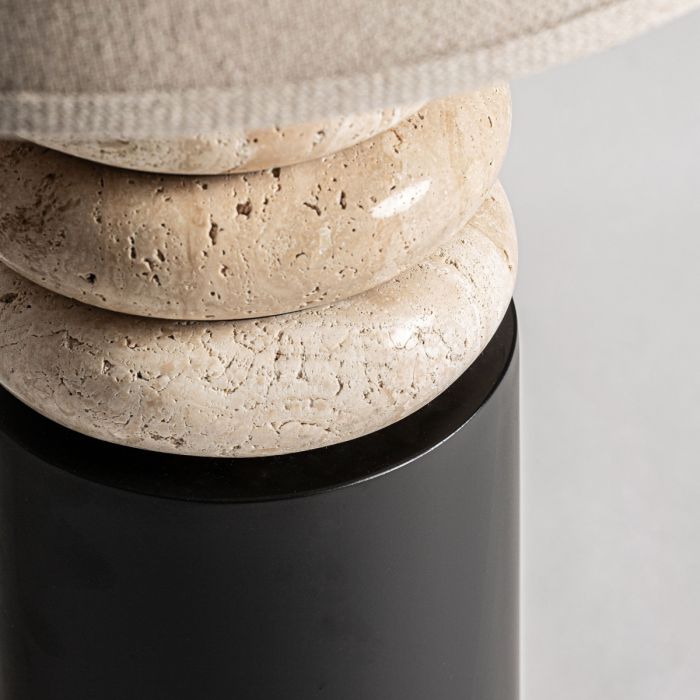 Lámpara de Sobremesa Negro Beige Aros 39x39x76 Mármol Hierro