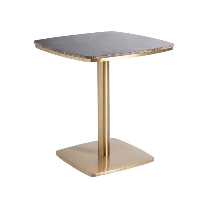 Mesa Bar Mármol Marrón Acero Oro, 70 Cm
