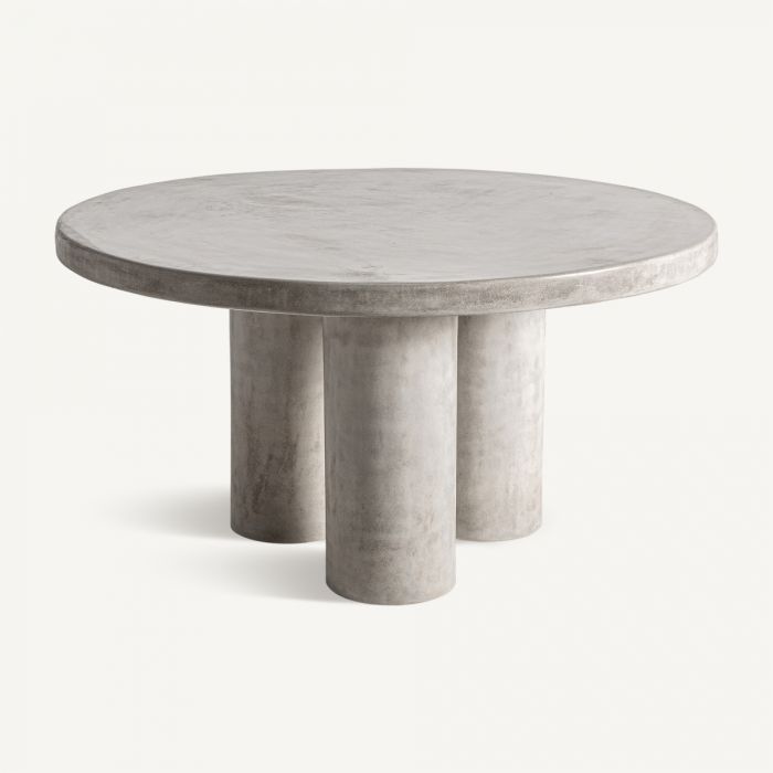 Mesa De Comedor Cemento Gris Redonda, 150 Cm