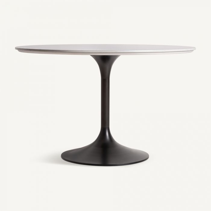 (Mesa) comedor moderno redondo Blanco negro