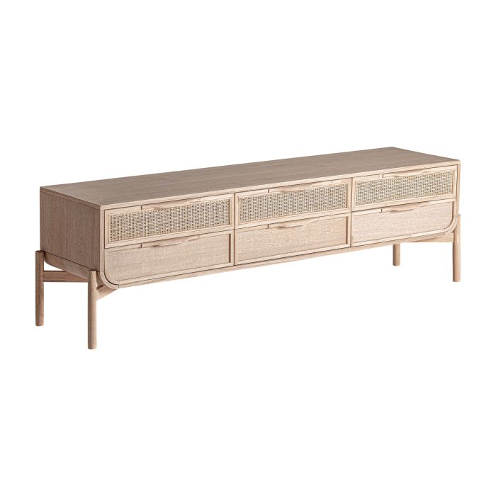 Mueble TV Madera Fresno Ratán Marrón Claro, 170 Cm