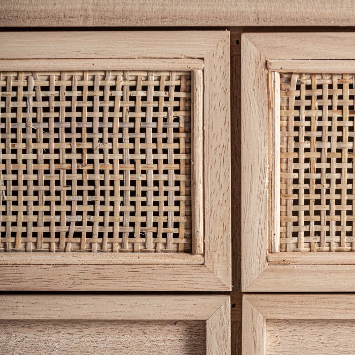 Mueble TV Madera Fresno Ratán Marrón Claro, 170 Cm