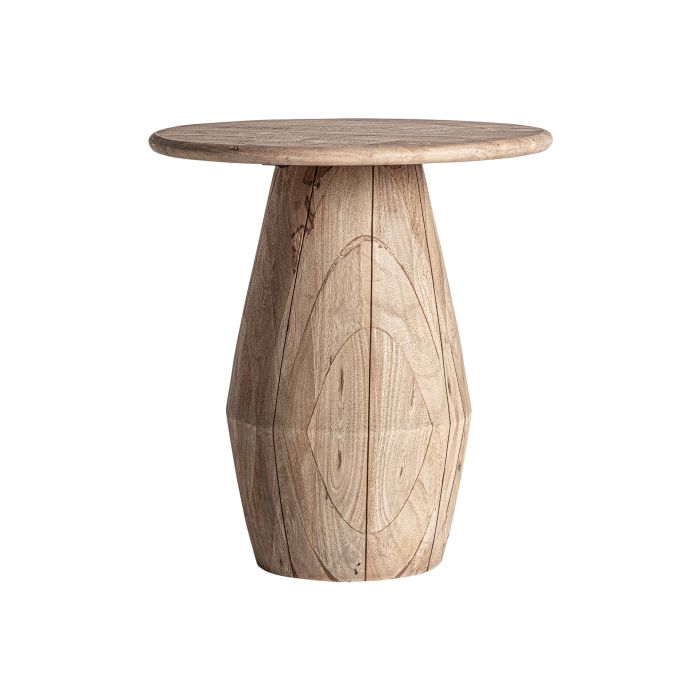 Mesa auxiliar contemporánea en madera de mango marrón claro.
