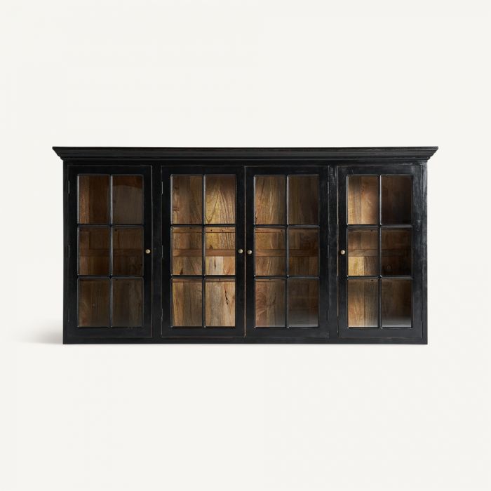 Vitrina Modular Mango Negro Cristal, 218 Cm