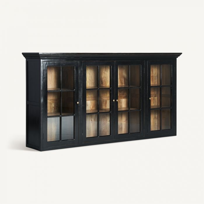 Vitrina Modular Mango Negro Cristal, 218 Cm