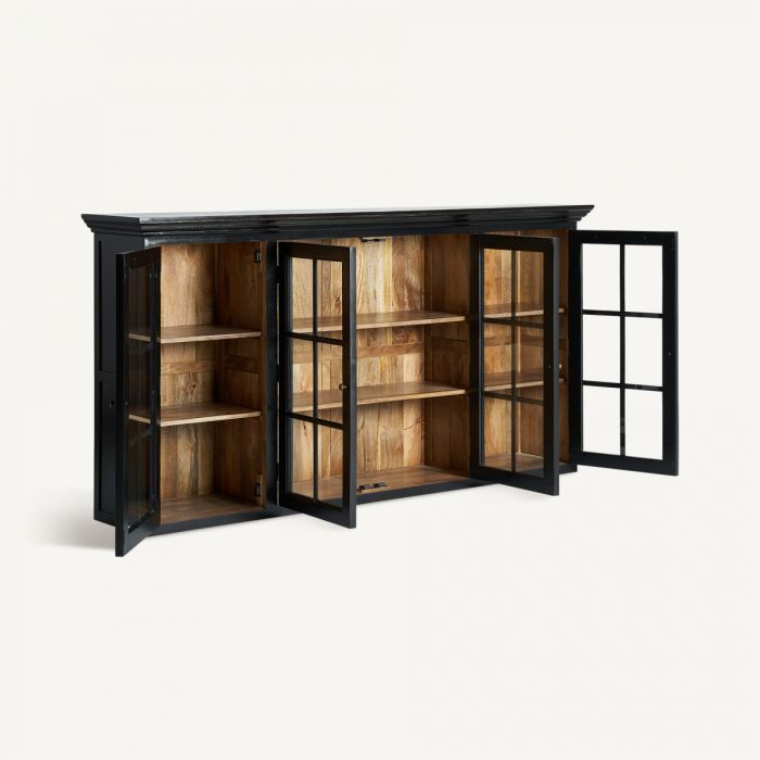 Vitrina Modular Mango Negro Cristal, 218 Cm