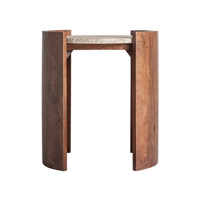 Mesa auxiliar tivoli trevertino beige madera marrón