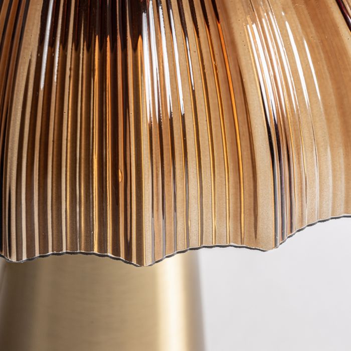 Lámpara Sobremesa Cristal Acero Oro Marrón, 55 Cm