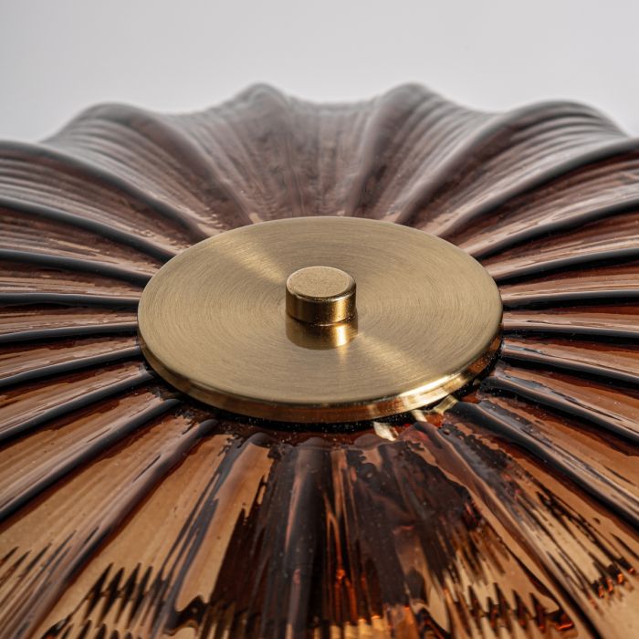 Lámpara Sobremesa Cristal Acero Oro Marrón, 55 Cm