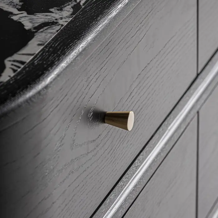 Cómoda Madera Negra Cerámica 6 Cajones, 140 Cm