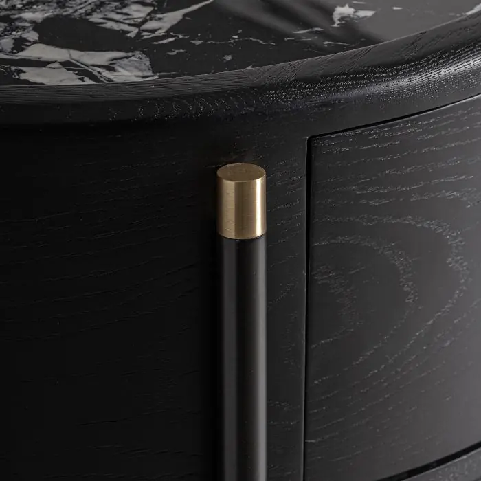 Cómoda Madera Negra Cerámica 6 Cajones, 140 Cm