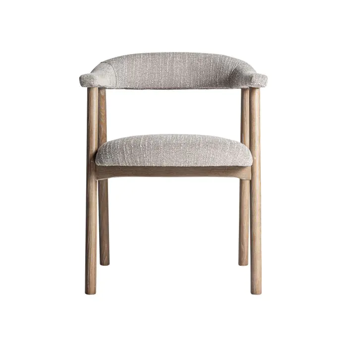 Silla Madera Natural Tejido Gris Granulado, 75 Cm