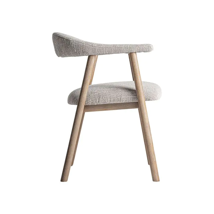Silla Madera Natural Tejido Gris Granulado, 75 Cm