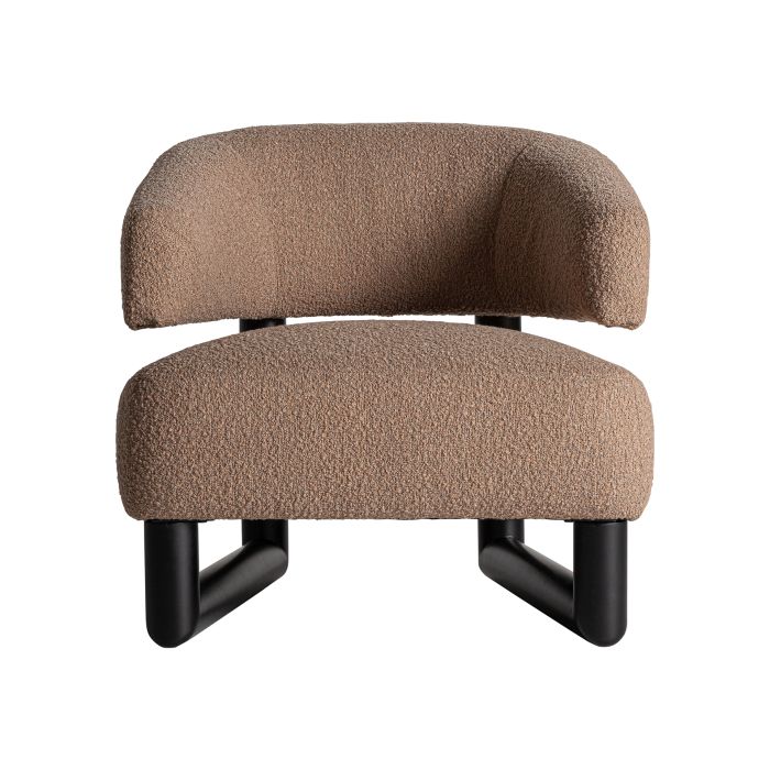 Sillón Madera Negra Tejido Marrón Granular, 76 Cm