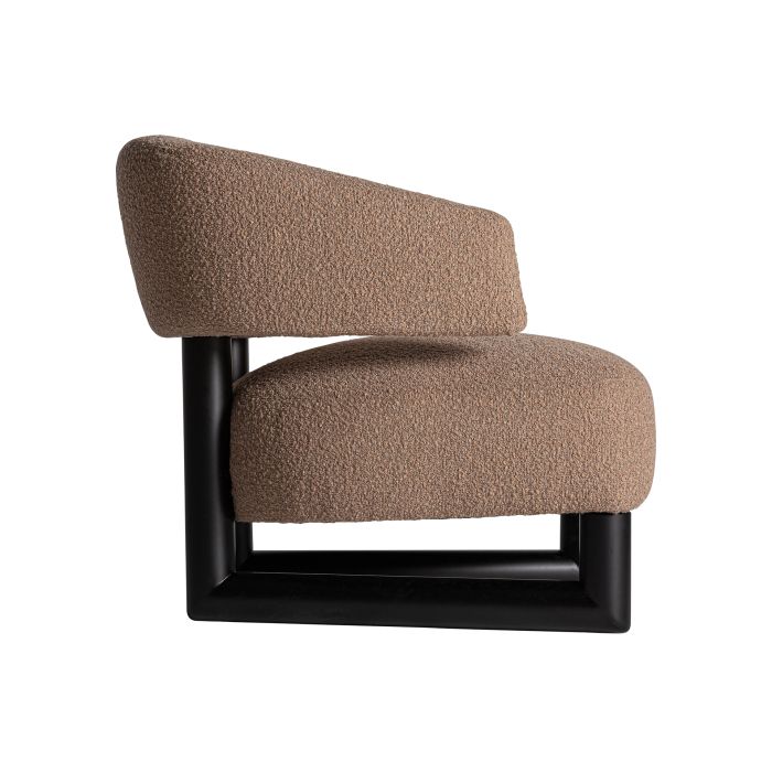Sillón Madera Negra Tejido Marrón Granular, 76 Cm